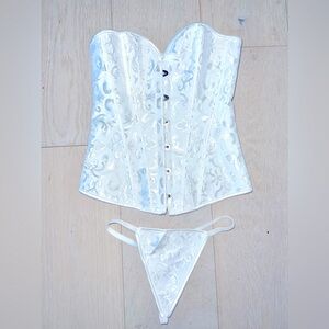 Costume corset with hook and tie closure, matching panties